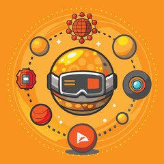 Metaverse Illustration: VR, Virtual Reality, Gaming, Futuristic Cyber, AI Generative