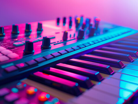 Leuchtendes Buntes Keyboard in Neon LED Lichter und Tastaturen 