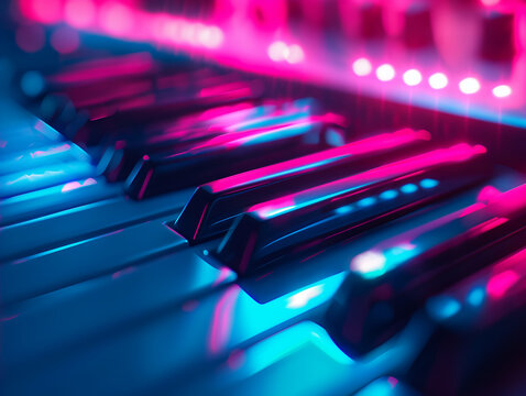 Leuchtendes Buntes Keyboard in Neon LED Lichter und Tastaturen 