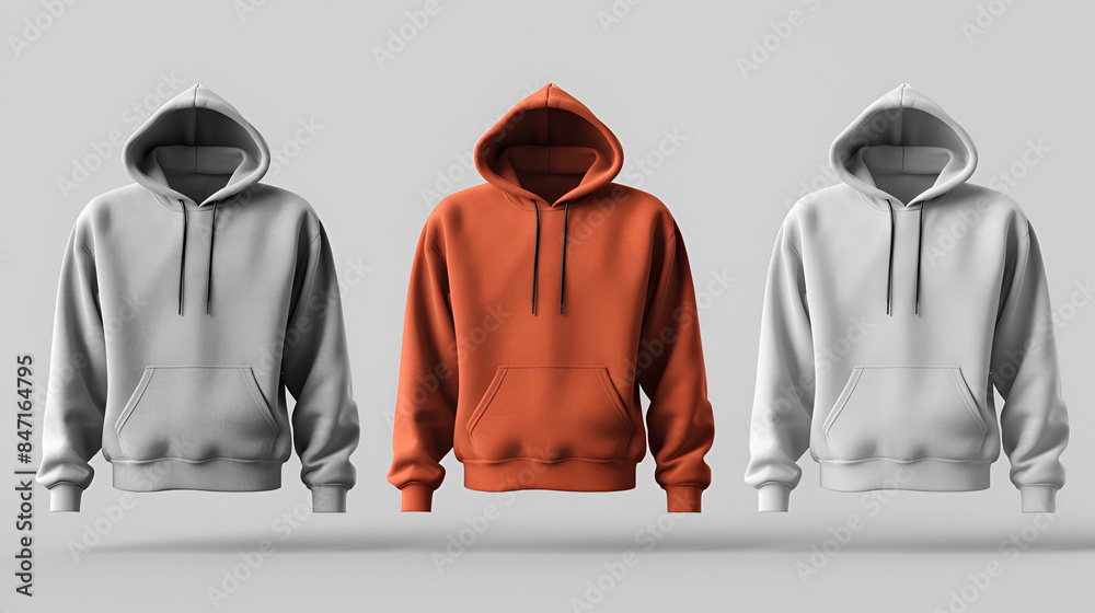 Wall mural Mockup of a sweatshirt with or without hood and drawstring, on a neutral background or appropriate environment. Classic and versatile design, ideal for personalization - Wall murals