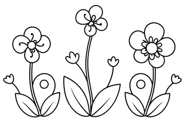  Wildflower, Hand Drawn Blooming Wildflower, Line art flower 