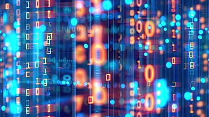 digital data technology with binary code and a network of digital particles on a dark blue backdrop, conveying a futuristic cyberspace concept for web design or cyber security. SEAMLESS PATTERN