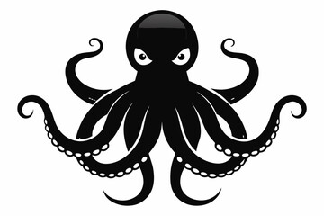 Octopus silhouette vector art,Minimalist Octopus