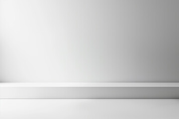 Empty white shelf extending from wall in minimalist room