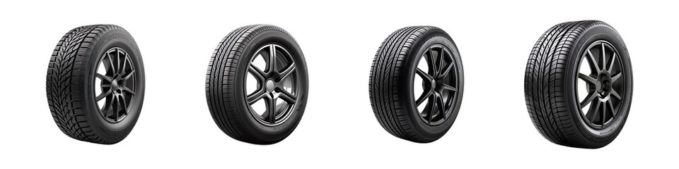 Collection set of car Tire isolated on transparent background