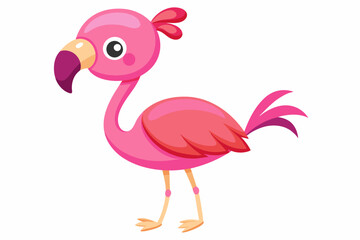 cartoon cute flamingo vector illustration