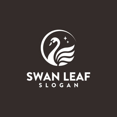Swan leaf logo design template