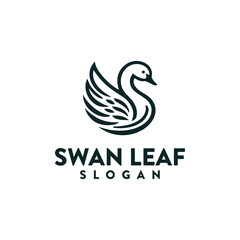 Swan leaf logo design vector
