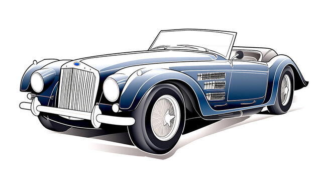 blue classic car on white background clip art preview
