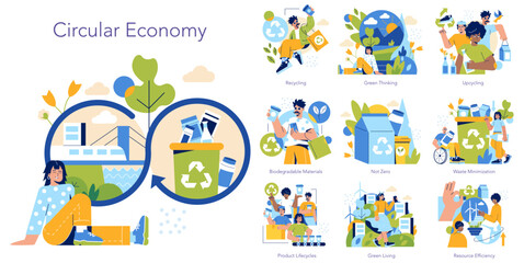 Circular Economy. Flat Vector Illustration