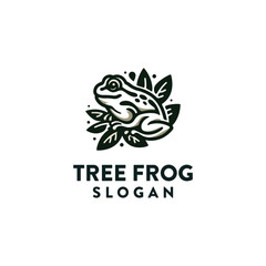 Tree frog logo design vector