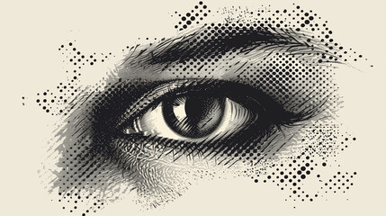 Abstract halftone eye collage element. Trendy grunge design element