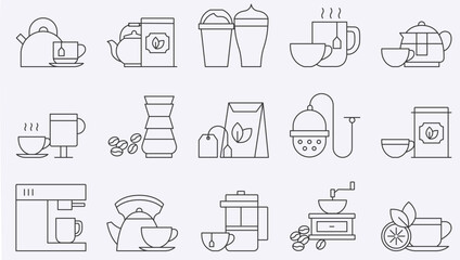 Coffee linear icon collection. Editable stroke. Vector illustration