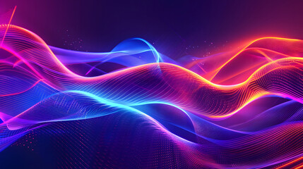 Glowing neon light waves background. Modern abstract wavy futuristic illustration. Colorful Wave element with neon led illumination design. Black Friday sale, cyber Monday concept