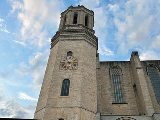 Fototapeta premium View of the cathedral on a day. Close-up. Gerona. Spain.