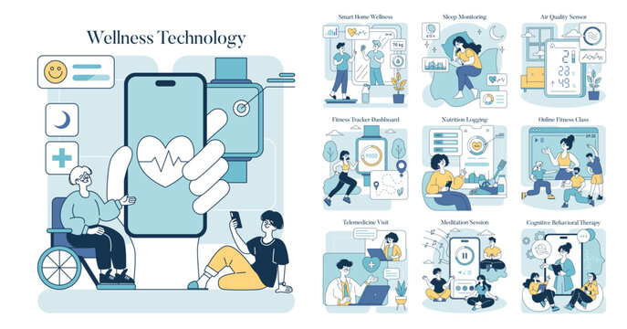 Wellness Technology. Flat Vector Illustration