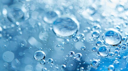 Close Up Of Water Droplets On A Blue Surface