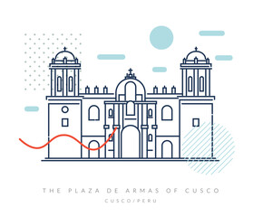 The Plaza de Armas of Cusco - Stock Illustration