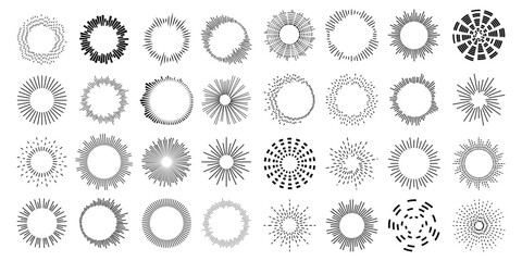 Set circular equalizer. Audio waves for music sounds. Abstract radial radio and voice volume symbol.