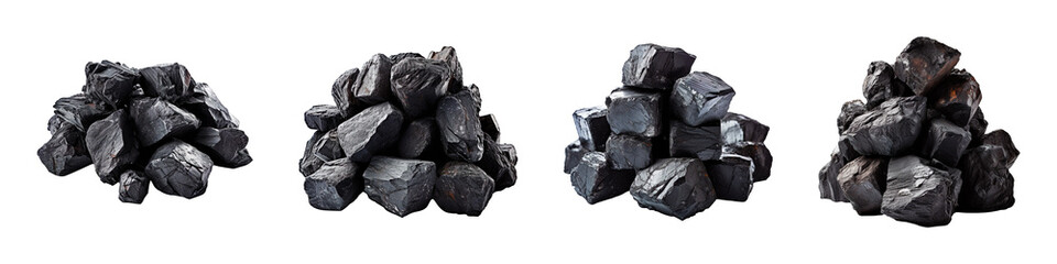 Collection set of coal isolated on transparent background