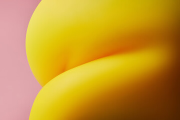 Two thick layers of yellow substance with colourful vibrant shapes