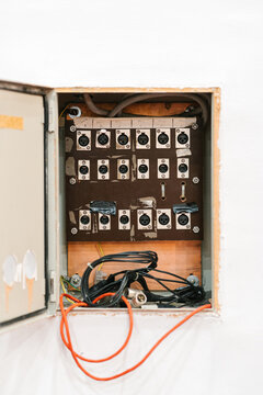 Audio multicore cable box in music concert