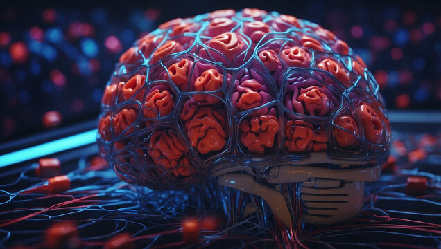 human skull with a computer,generative ai