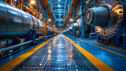 Obraz premium Industrial Machinery in Modern Factory Setting. Generative ai