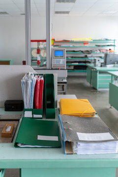 Folders On The Desk At Textile Laboratory Room