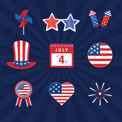 US independence day elements collection for banners, posters, greeting cards, websites, etc.