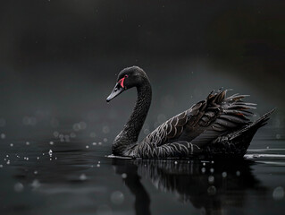 Majestic Black Swan: Elegance, Calm, Symbolism in Finance, Rare Event and Unpredictable Phenomena