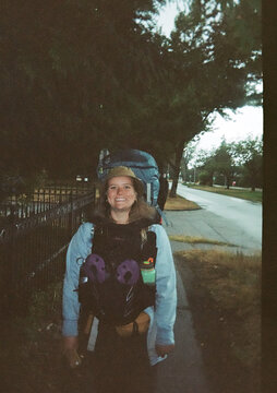 Woman wearing a double bag