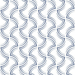 Art nouveau seamless pattern with many circles. Calm dark blue and vintage white colors design. Geometric many rings ornament. Arch shaped pattern. For printing wallpaper, giftpapers, textile.