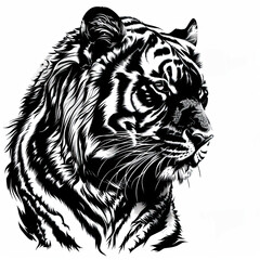 Obraz premium A black and white drawing of a tiger 's head