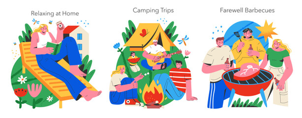 Final Days Summer Vacation. Flat Vector Illustration