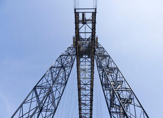 Martrou Transporter Bridge 'Pont Transbordeur' emblematic structure of steel and iron above the Charente river for passage between Echillais and Rochefort
