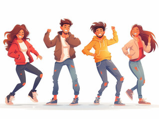 Obraz premium Cartoon people dancing