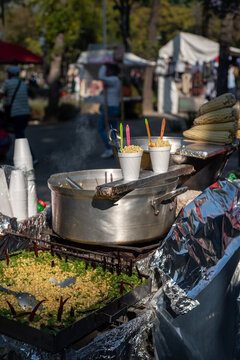 Street food elote vendor in Mexico city