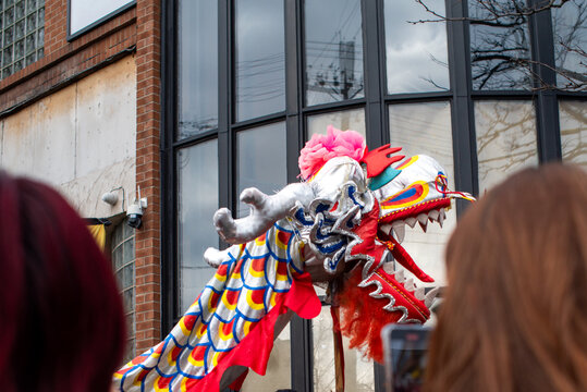 Chinese Dragons Dancing in the crowd
