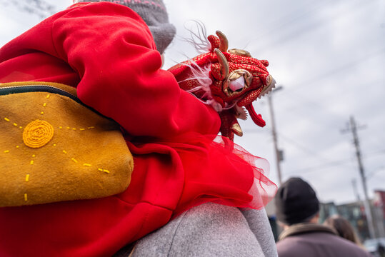 Dragon toy in the Chinese parade crowd