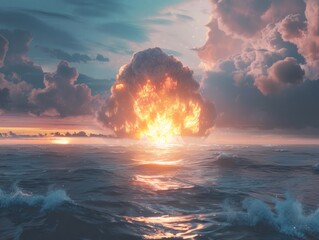 explosion nuclear bomb in ocean, Generative AI