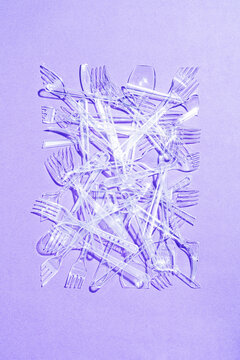 Plastic forks arranged in rectangular compositon