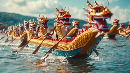 Dragon boat race. Concept Dragon boat race. Concept of Teamwork, Cultural Tradition, and Exciting...