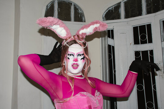 Pink  rabbit drag queen