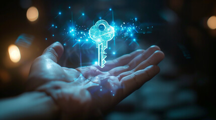 hologram of a key in hands