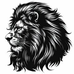 Obraz premium A black and white drawing of a lion 's head