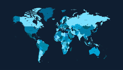 Fototapeta premium World map. Modern color vector map. Silhouette map 