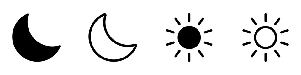 Sun and moon icon vector signs. Day and night icons