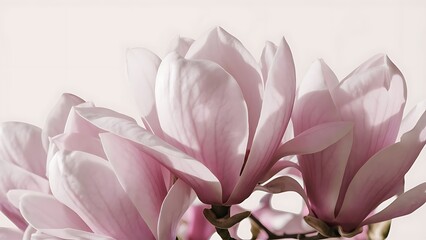 Close up picture of pink blooming magnolia blossoms