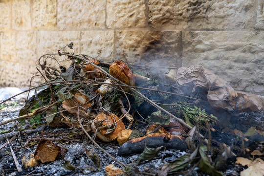 Chametz Purge. Pre-Passover Ritual Fire.